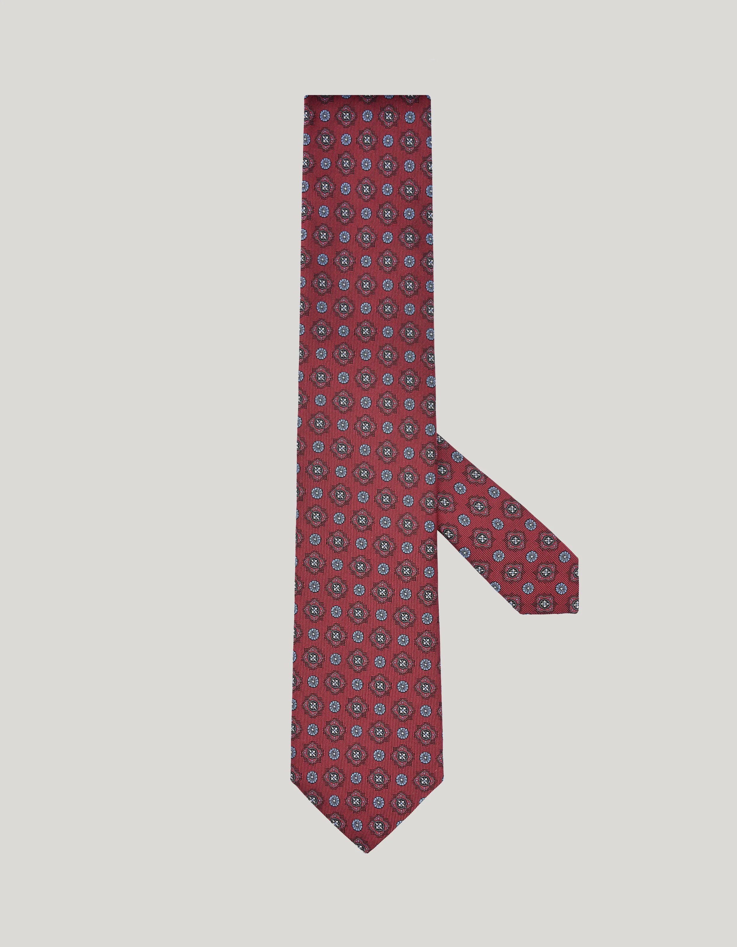 RED SILK TIE, PATTERNED MOTIF - 1