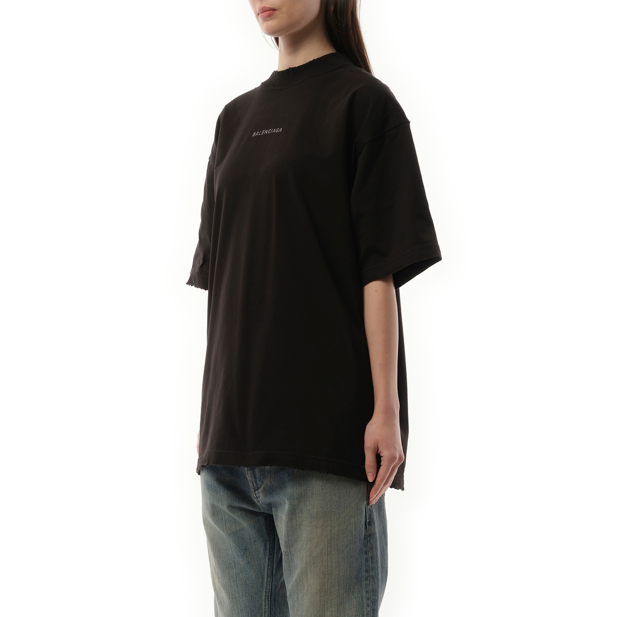Back Strass Medium Fit T-Shirt in Faded Black - 5