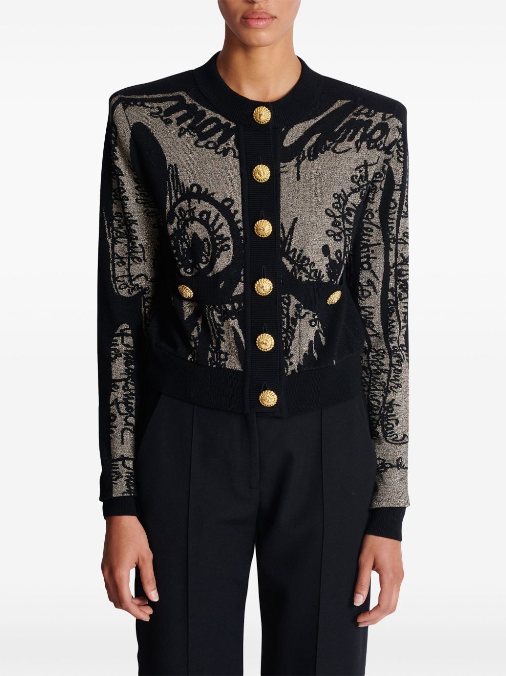 intarsia-knit logo cardigan - 5