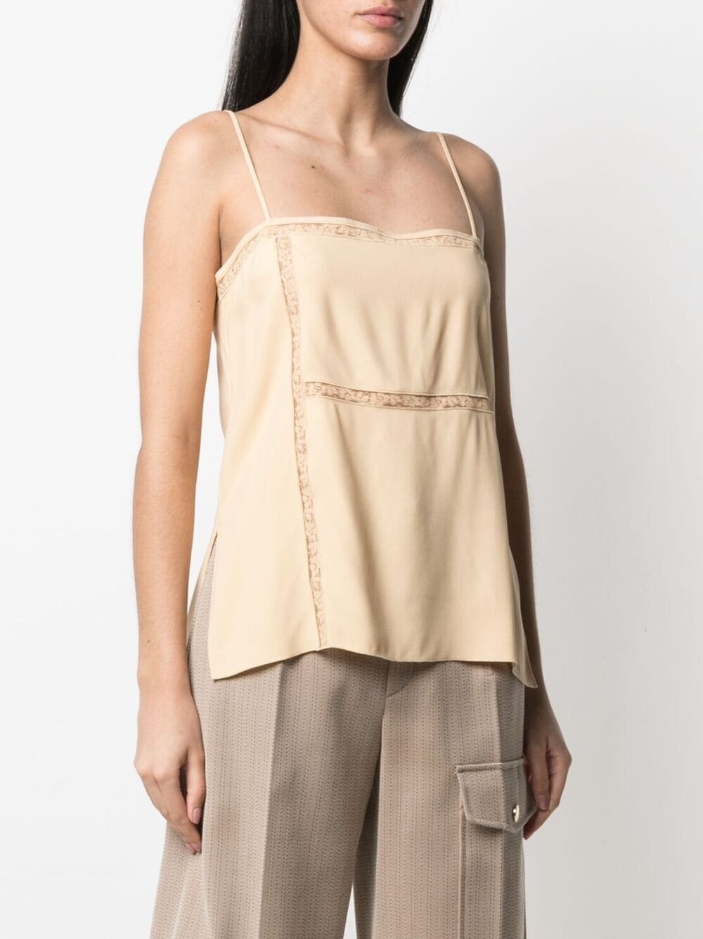 lace-trim high-low camisole - 3