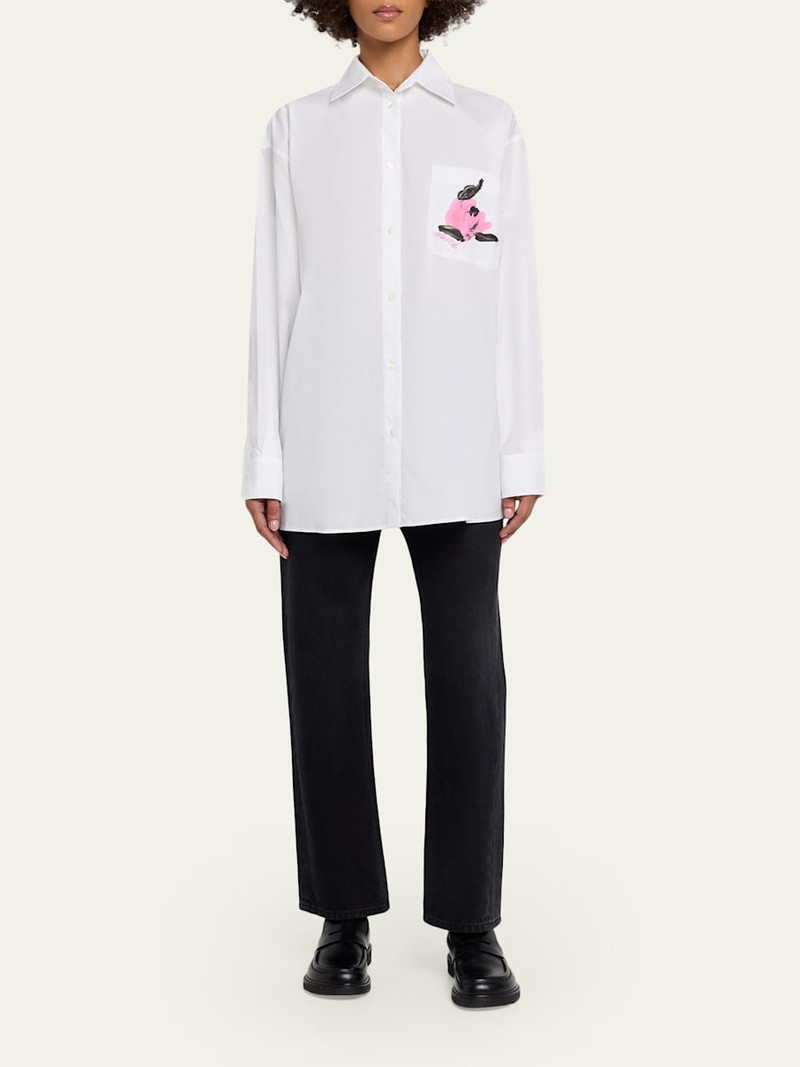 Marni Flower Patch Oversized Button-Down Shirt outlook