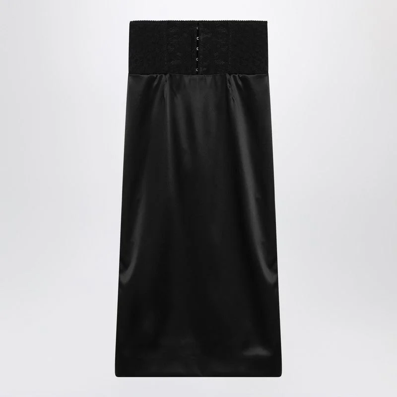 Black Midi Skirt With Corset Belt - 1