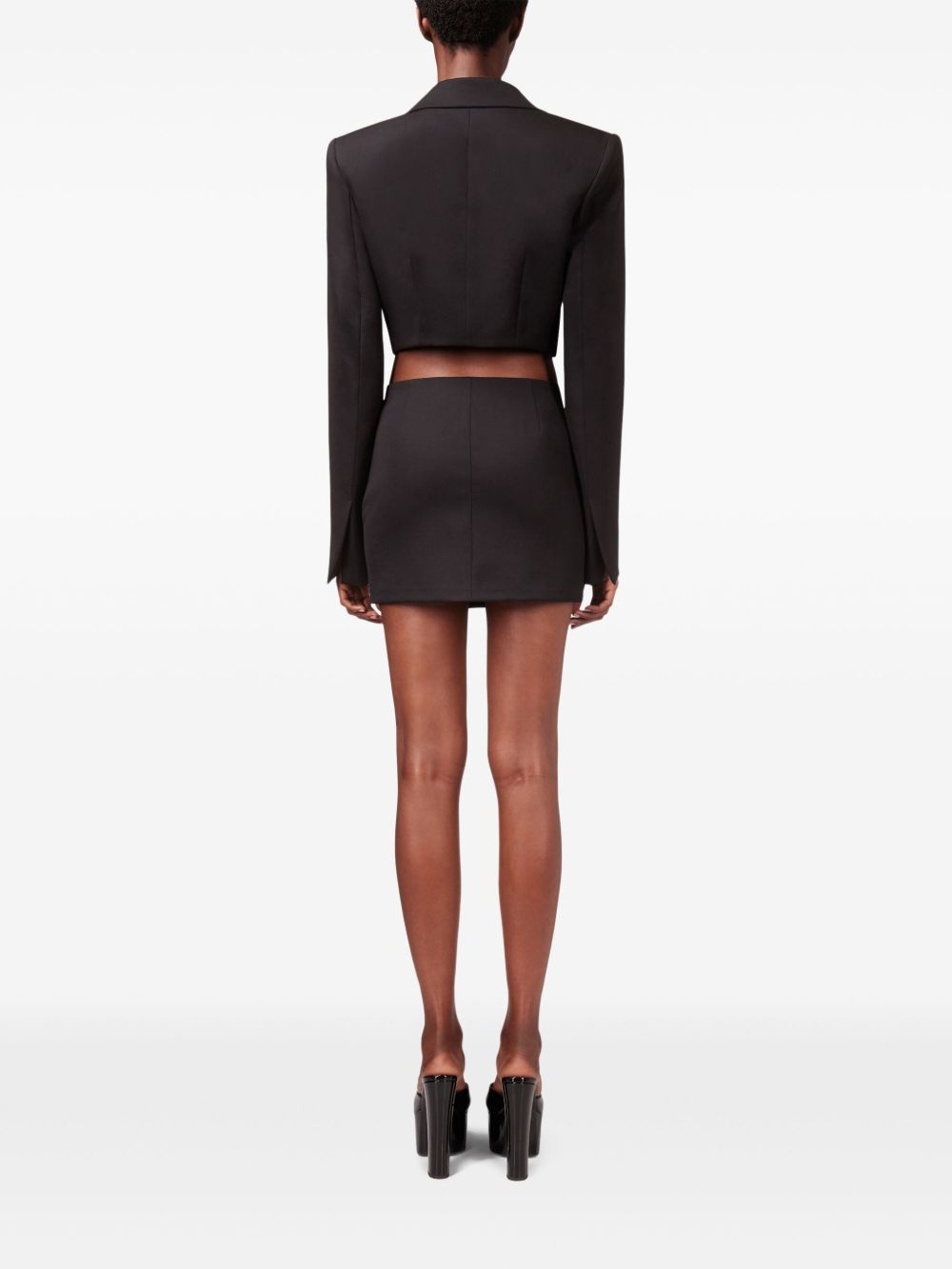 crystal-brooch cropped jacket - 4