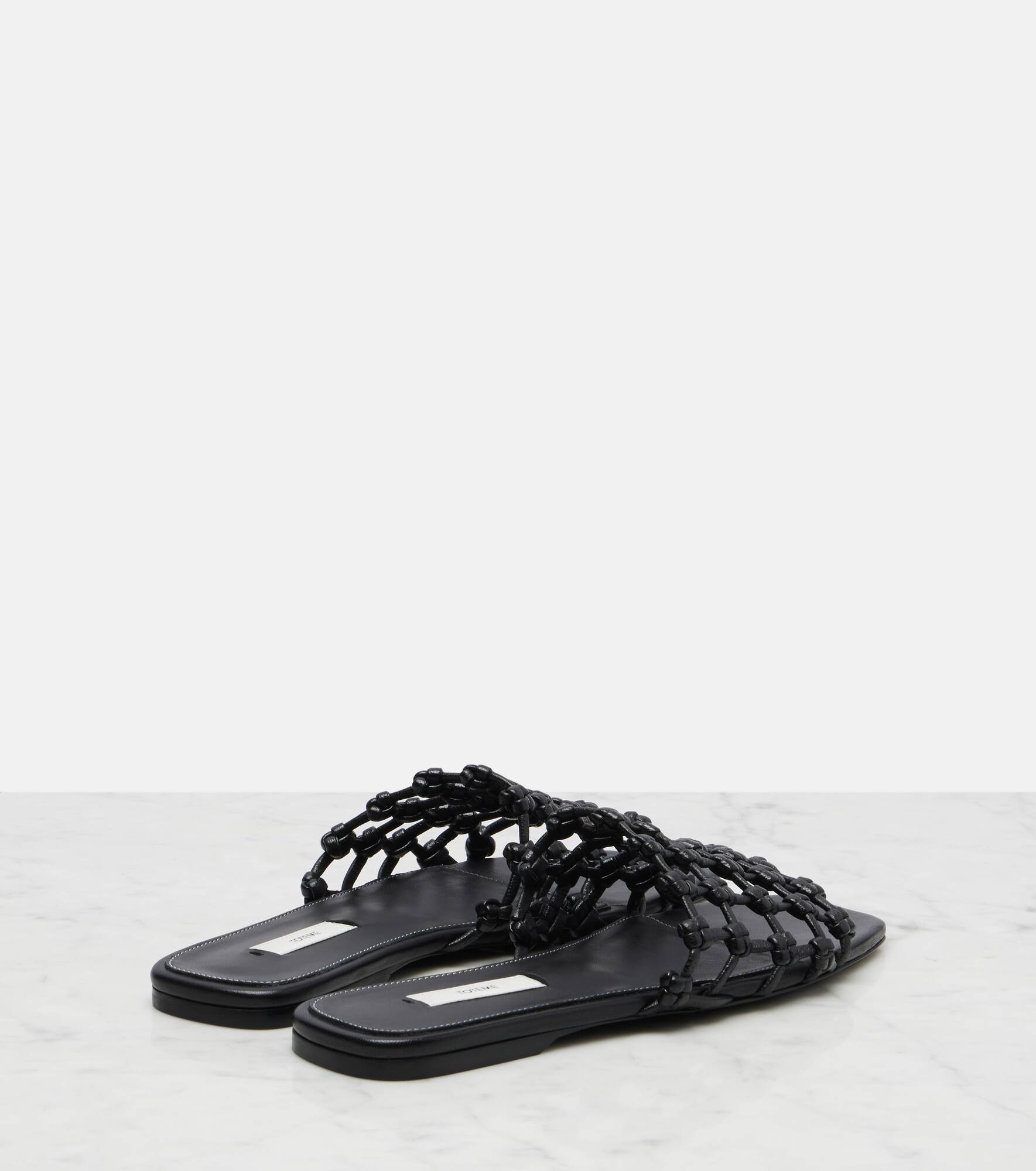 Woven leather slides - 2