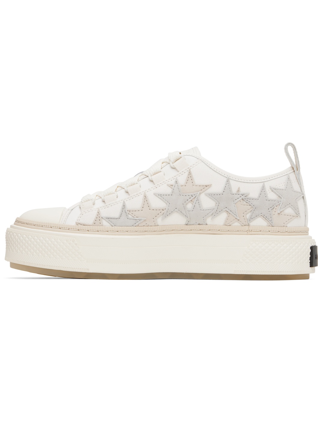 White & Beige Stars Court Low Sneakers - 3