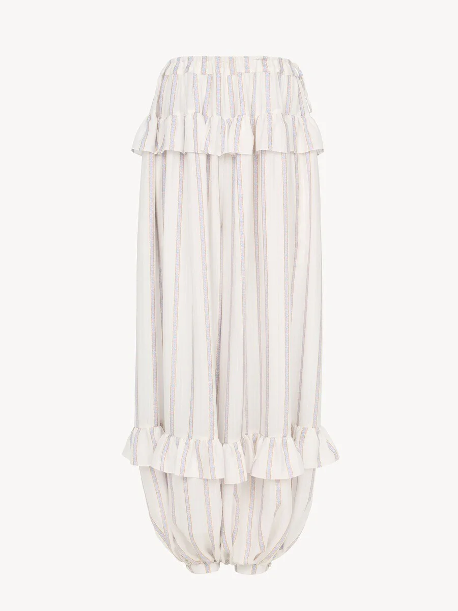 FLUID RUFFLED PANTS IN SILK LUREX JACQUARD - 1