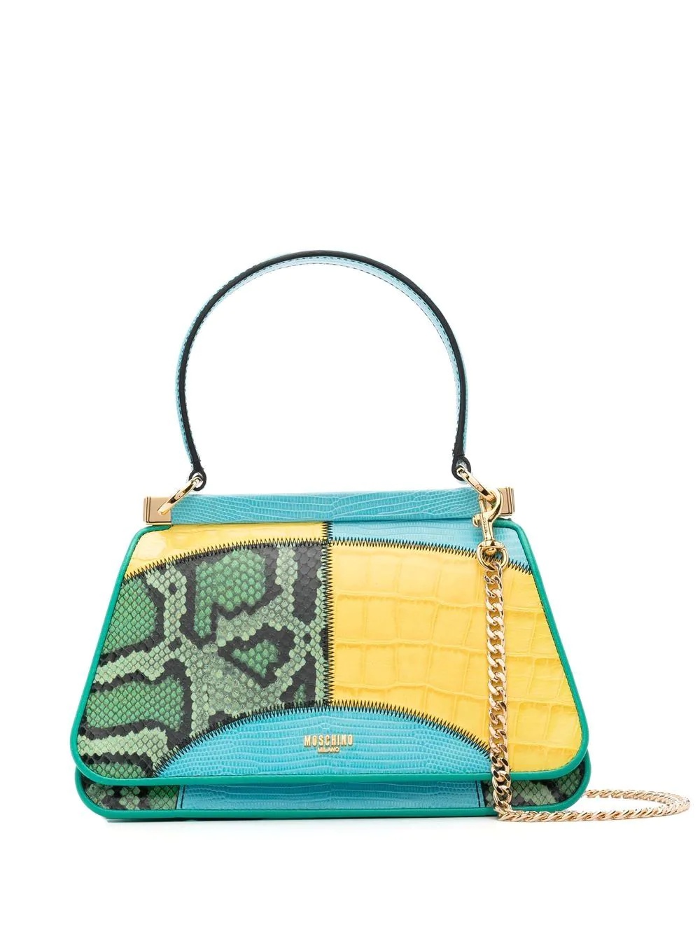 panelled python-print bag - 1