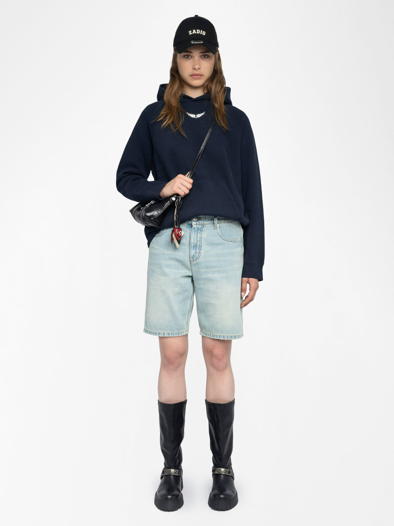 Zadig & Voltaire Georgy Hooded Embellished Sweatshirt in Navy outlook