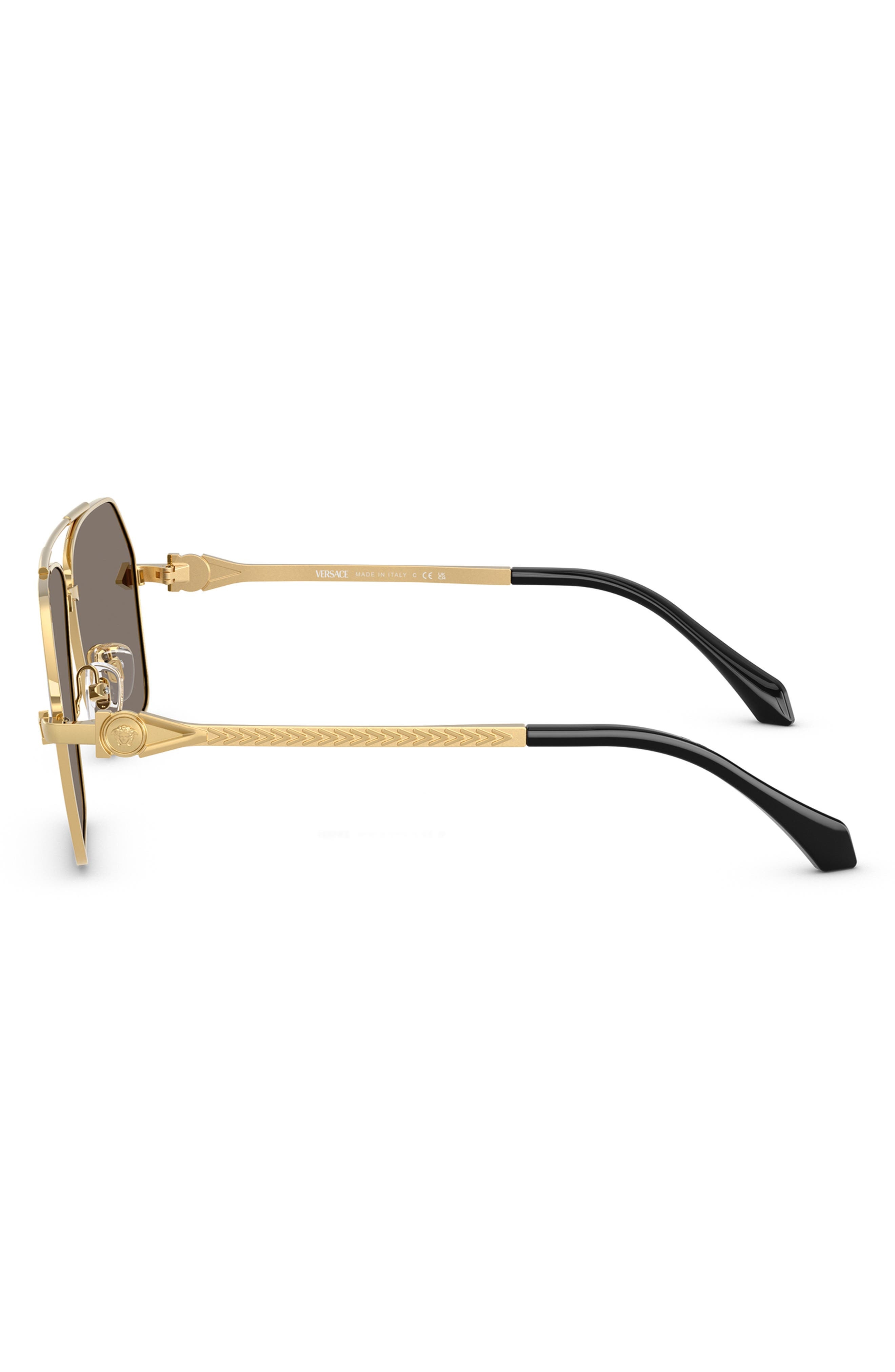 Versace 63mm Pilot Sunglasses in Gold /Light Grey Silver at Nordstrom - 4