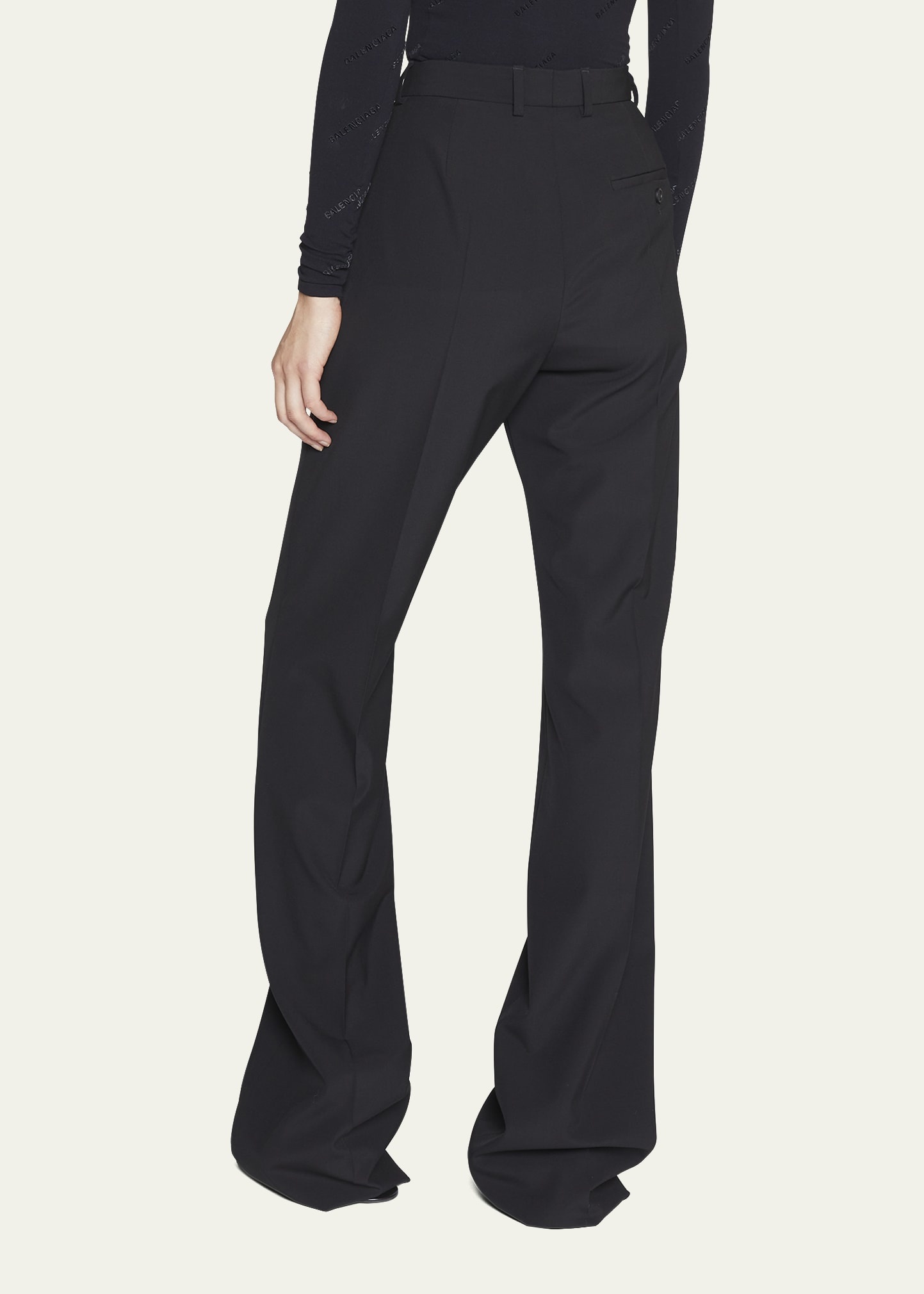 Straight-Leg Trouser Pants w/ Floor-Length Hem - 3