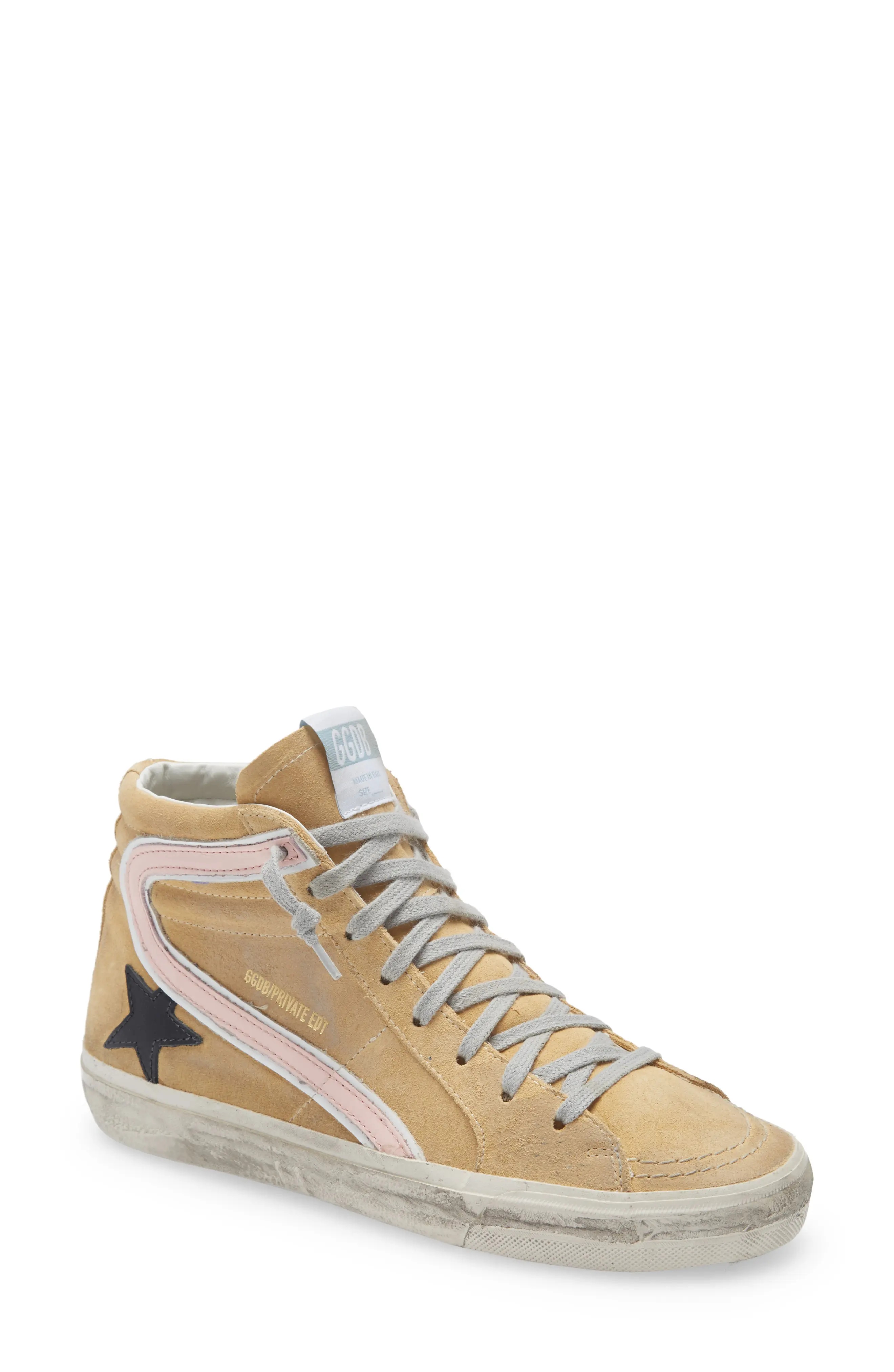 Slide High Top Sneaker in Sand/Black/Rose Quartz - 1