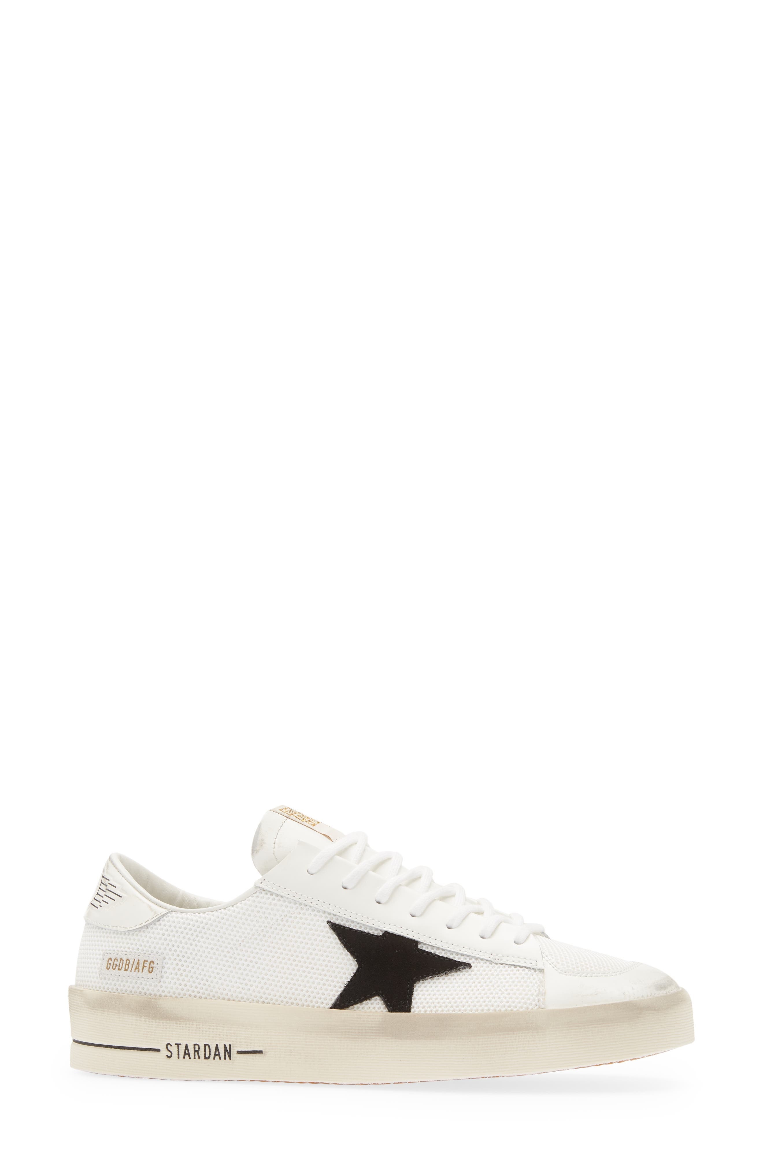 Golden Goose Stardan Mixed Media Sneaker in White/Black at Nordstrom - 3