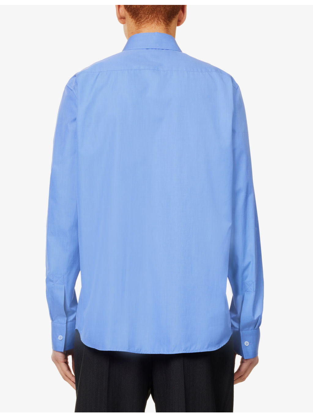 Spread-collar brand-embroidery cotton shirt - 4