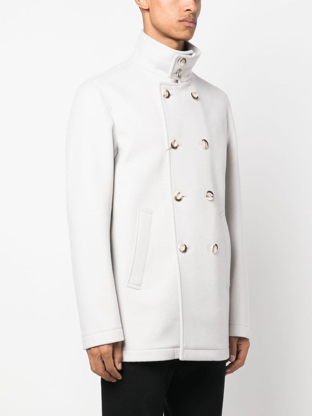double-breasted high-neck coat - 3