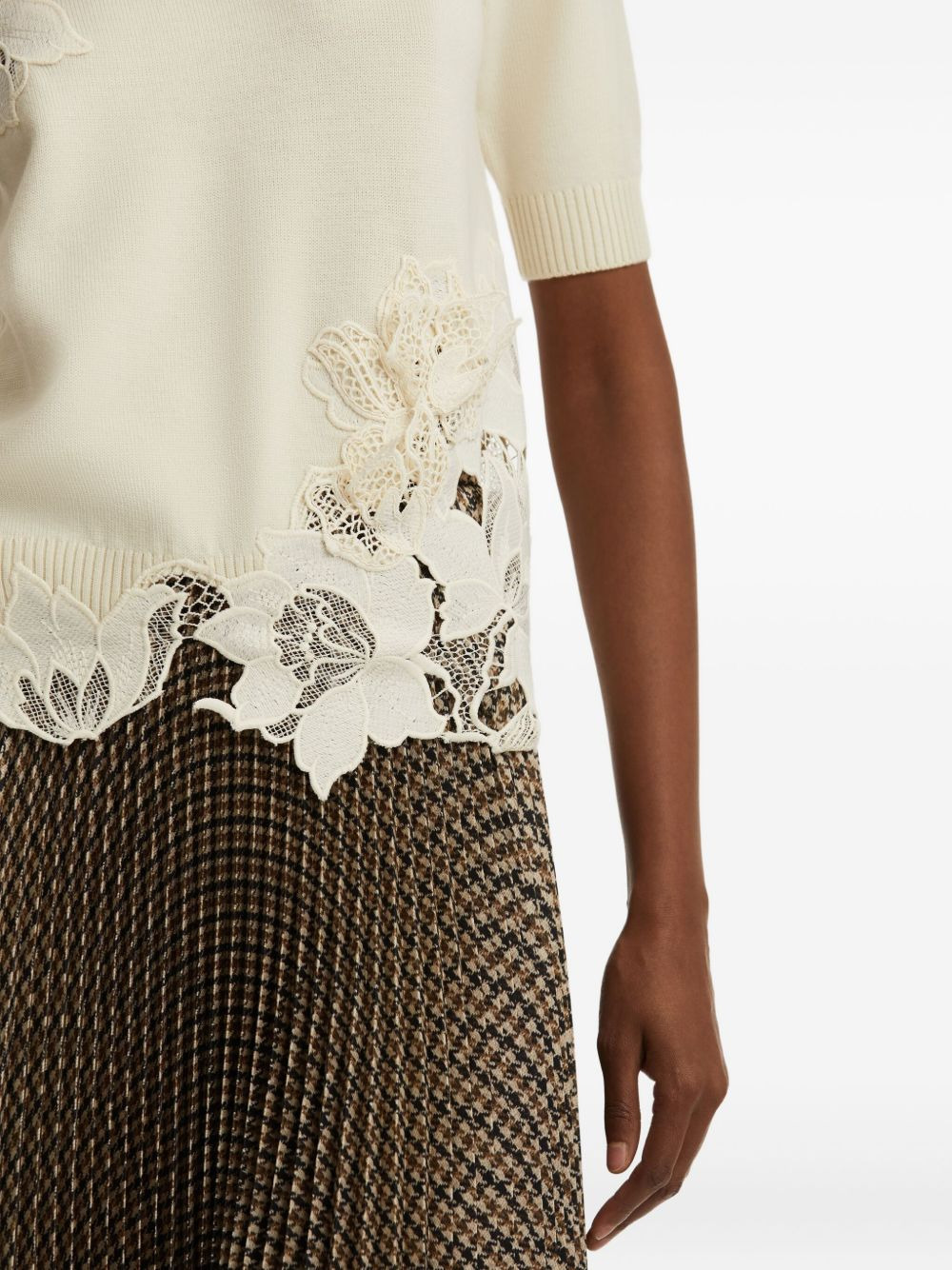 guipure-insert short-sleeve top - 5