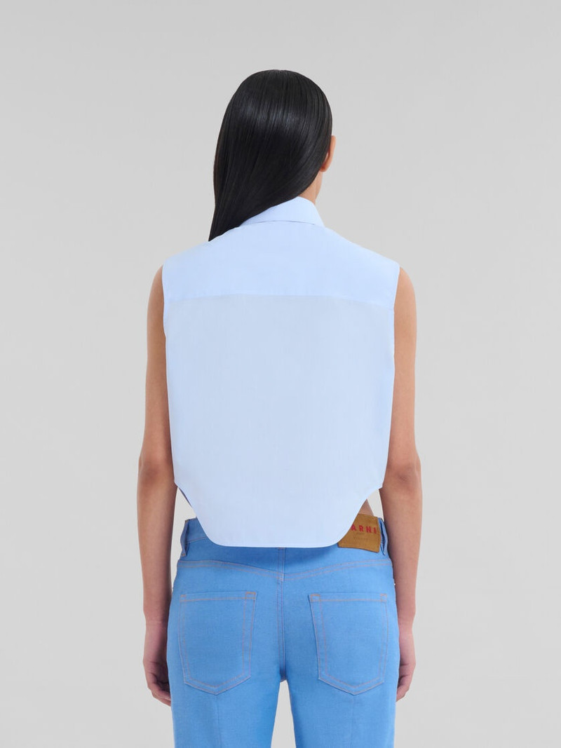 BLUE ORGANIC POPLIN CROPPED SHIRT 3