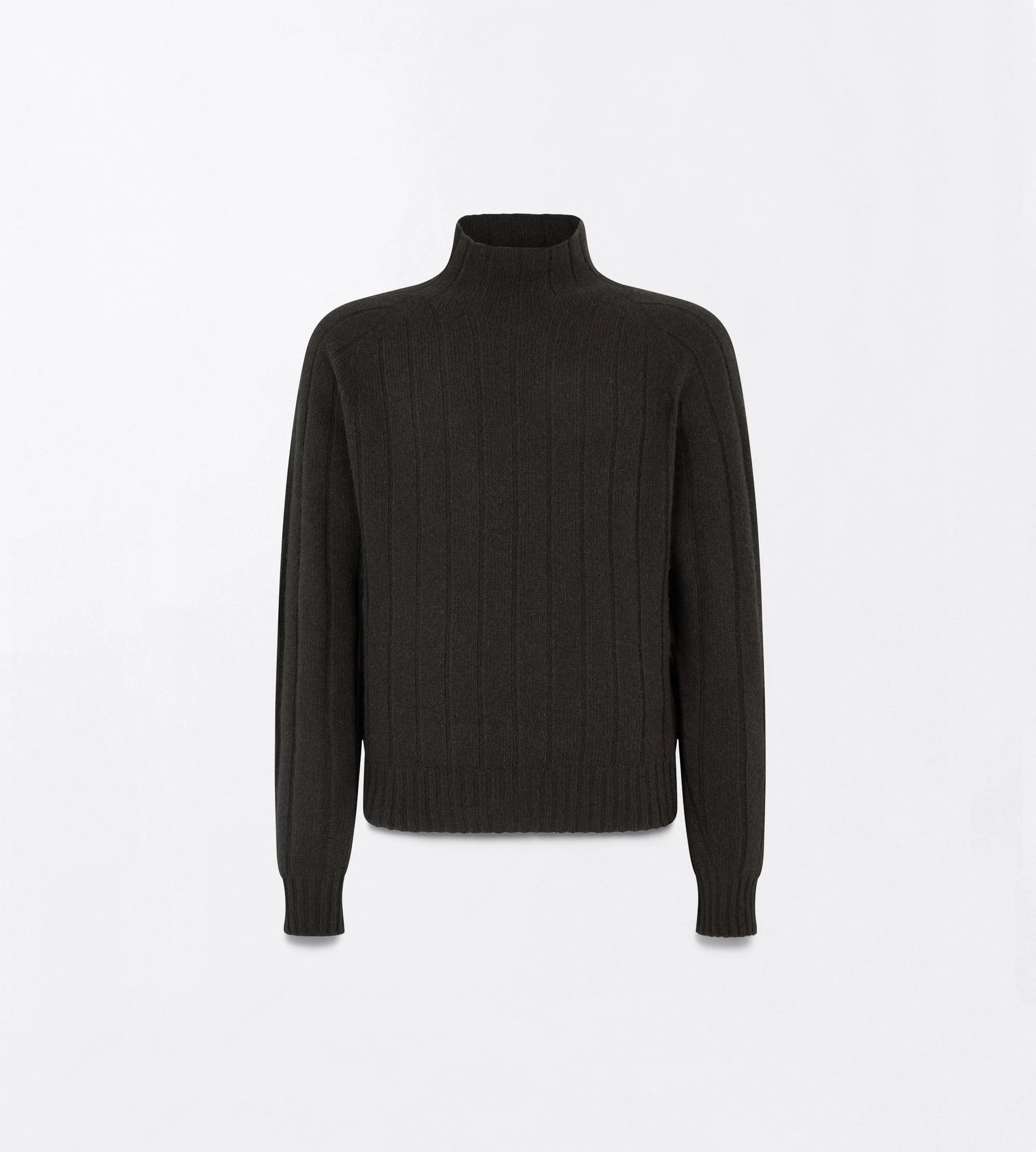 SEAMLESS BRUSHED CASHMERE RIB MOCK NECK SWEATER - 1