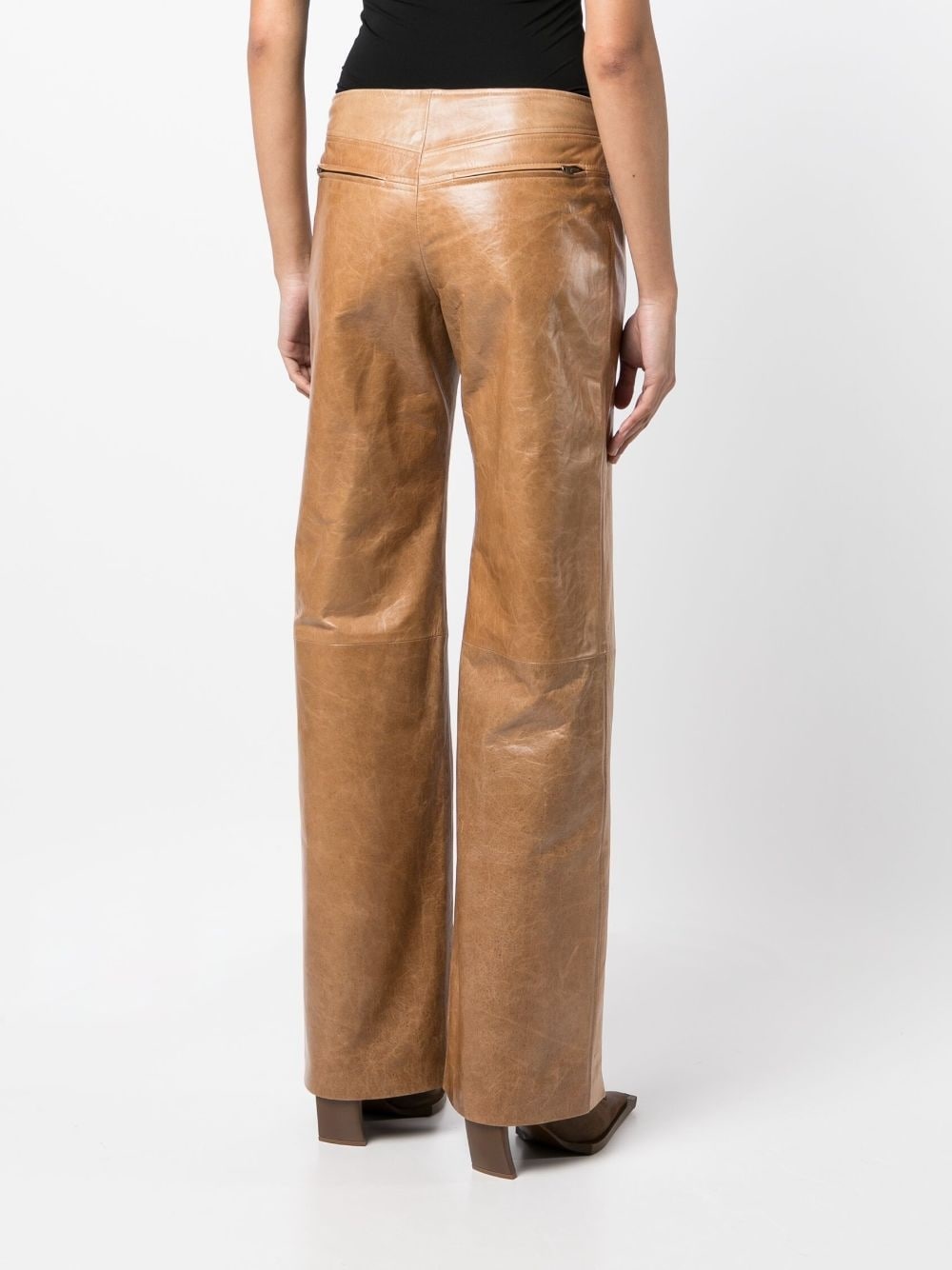leather flared trousers - 4