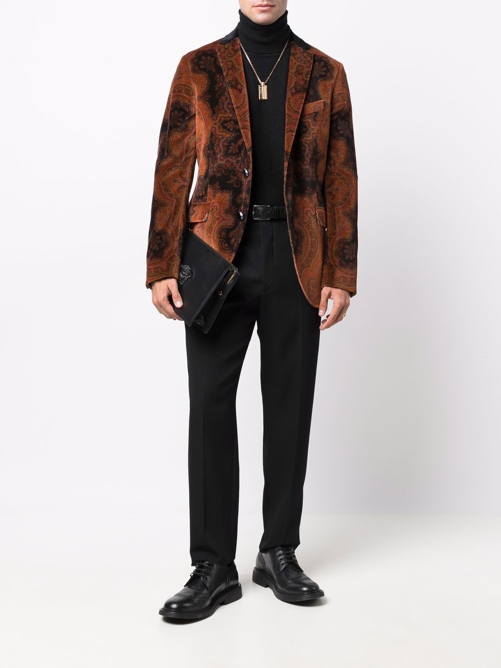 paisley-print velvet blazer - 2