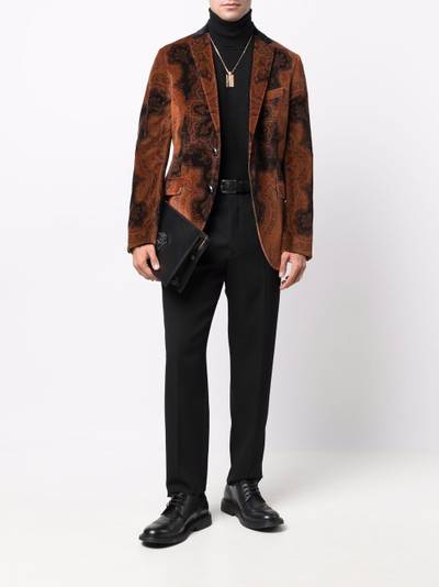 Etro paisley-print velvet blazer outlook