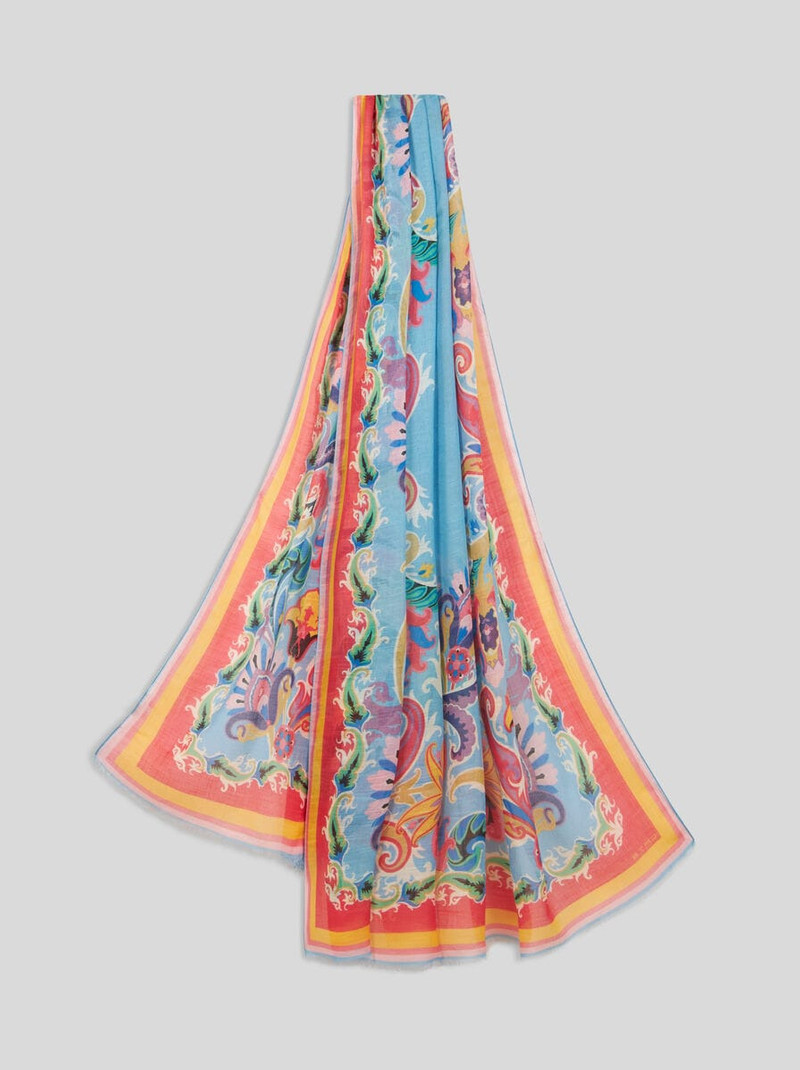 SCARF WITH MULTICOLOURED FLORAL PRINT 1