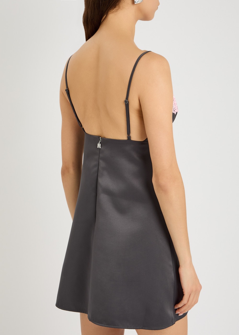Rotate Floral-appliquéd Satin Mini Dress - 3