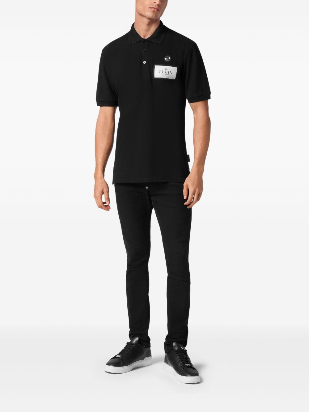 logo-patch polo shirt - 2