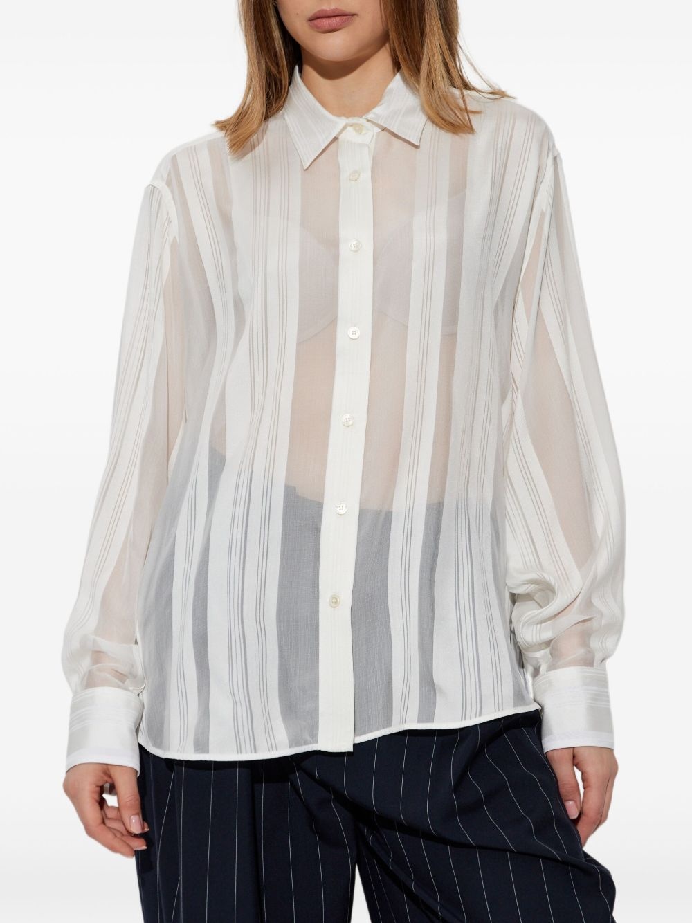 striped panelled shirt - 3