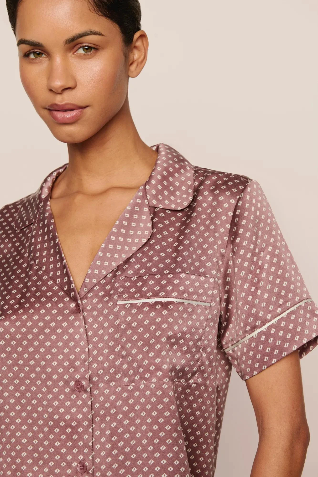 Inez Washable Silk Printed Short PJ Set - 1