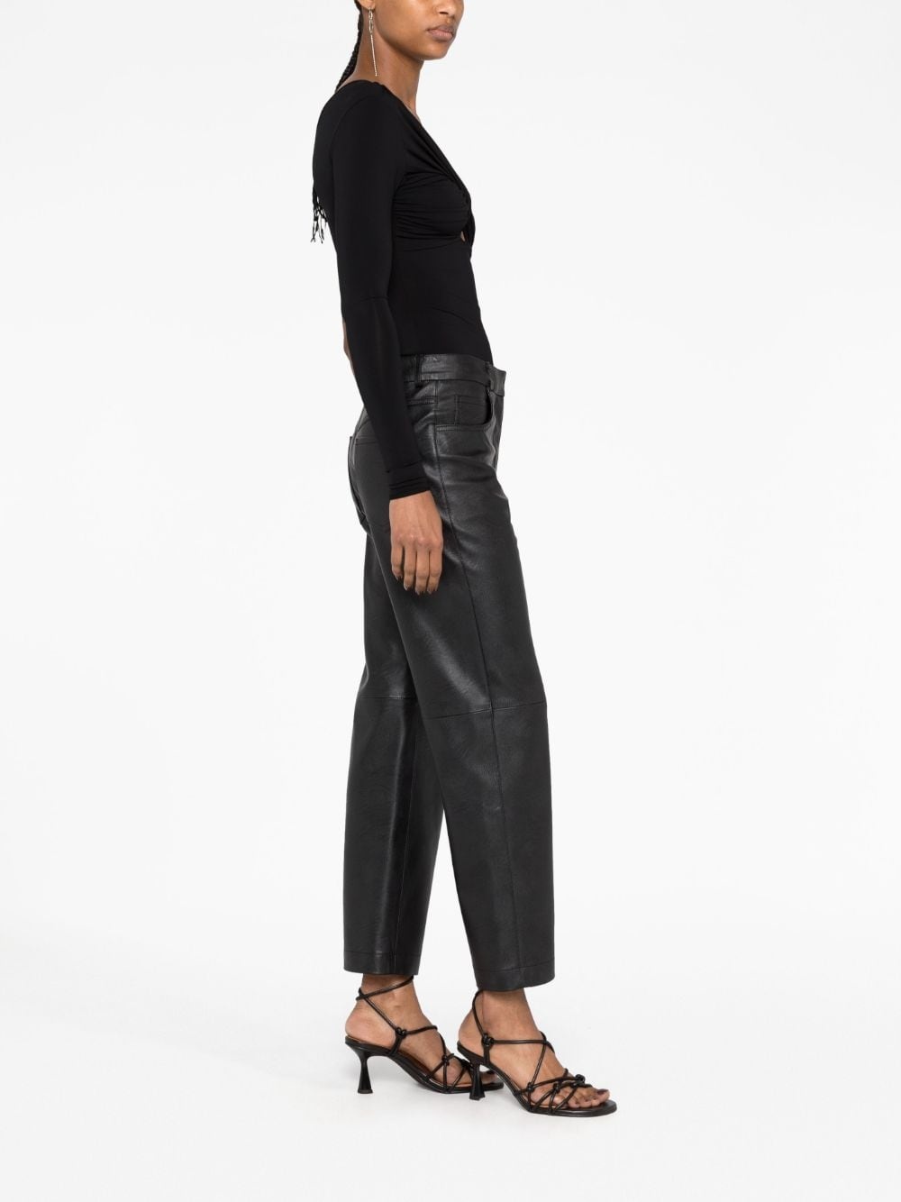 faux-leather straight-leg trousers - 4