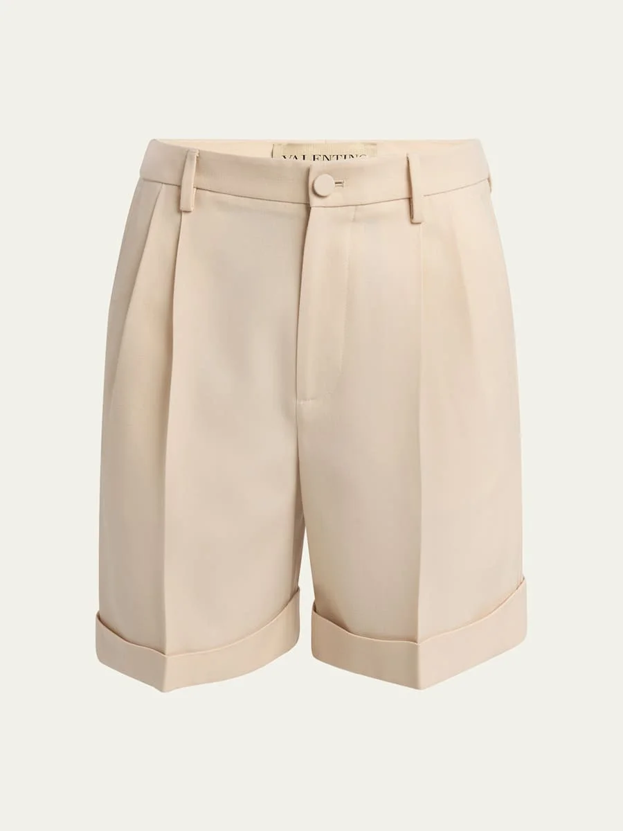 Men's Gabardine Pleated Bermuda Shorts - 1