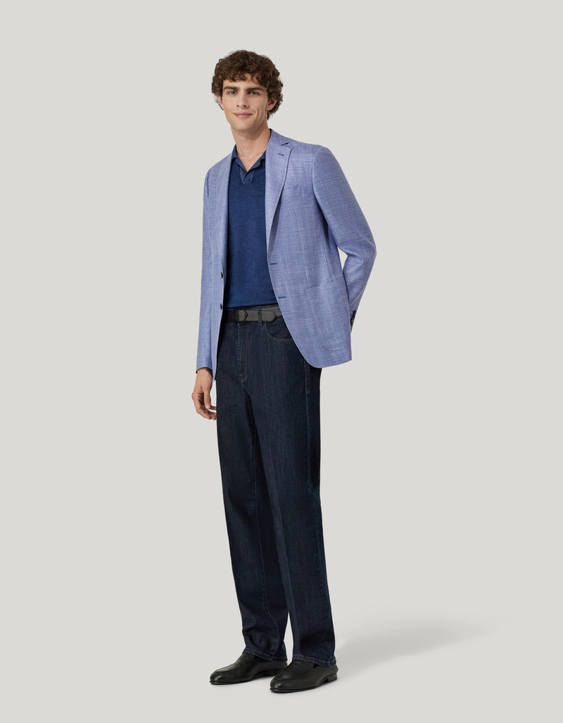 Canali BLUE FIVE-POCKET STRETCH DENIM PANTS outlook