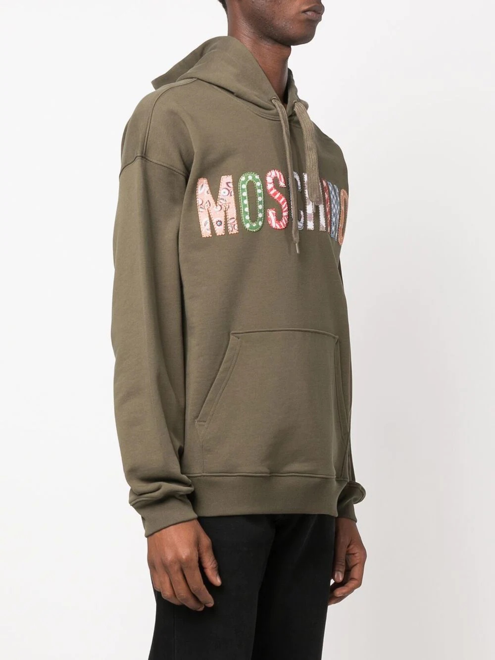 patchwork-logo drawstring hoodie - 3