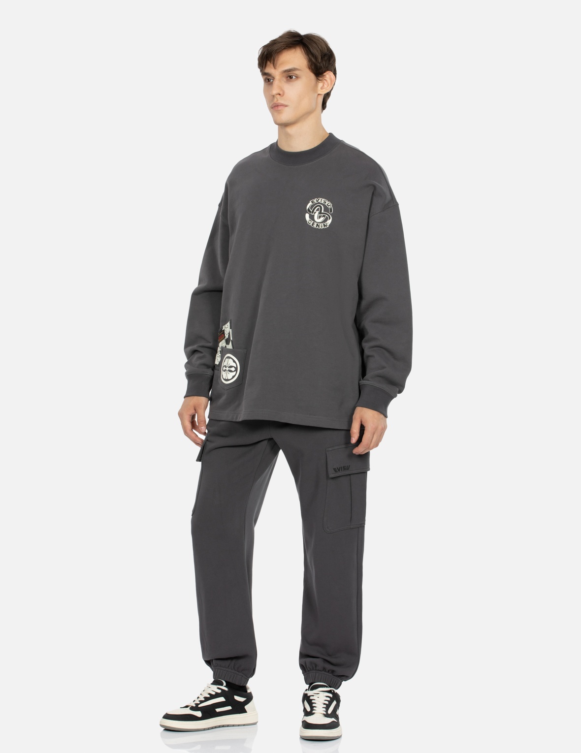 LOGO PRINT STRAIGHT FIT CARGO SWEATPANTS - 4