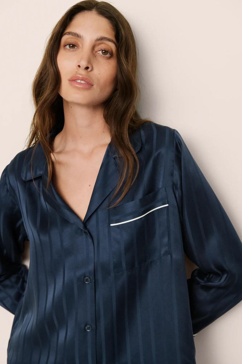 eberjey Inez Washable Silk Jacquard Long PJ Set outlook