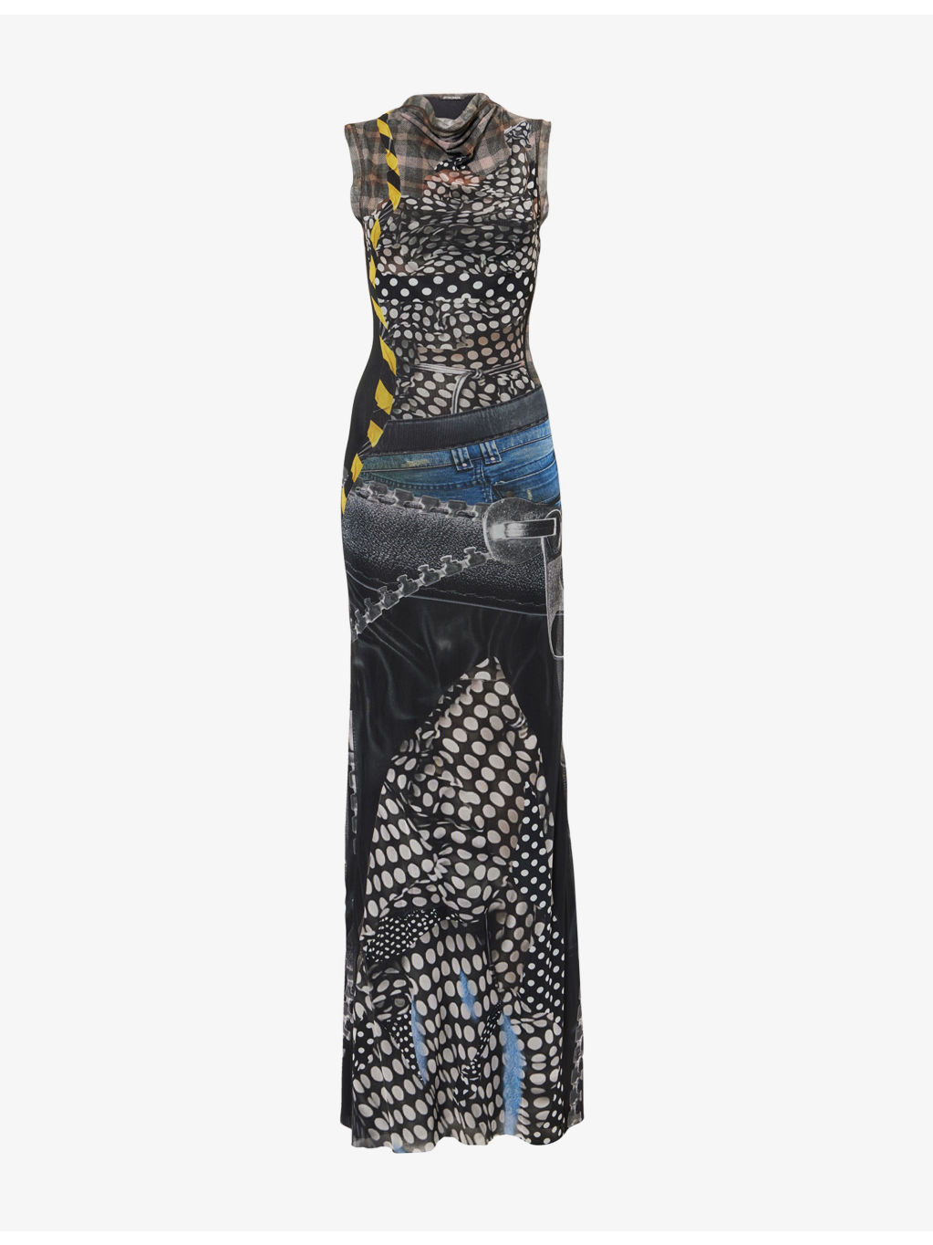 Mesh Graphic-Print Stretch-Woven Maxi Dress - 1