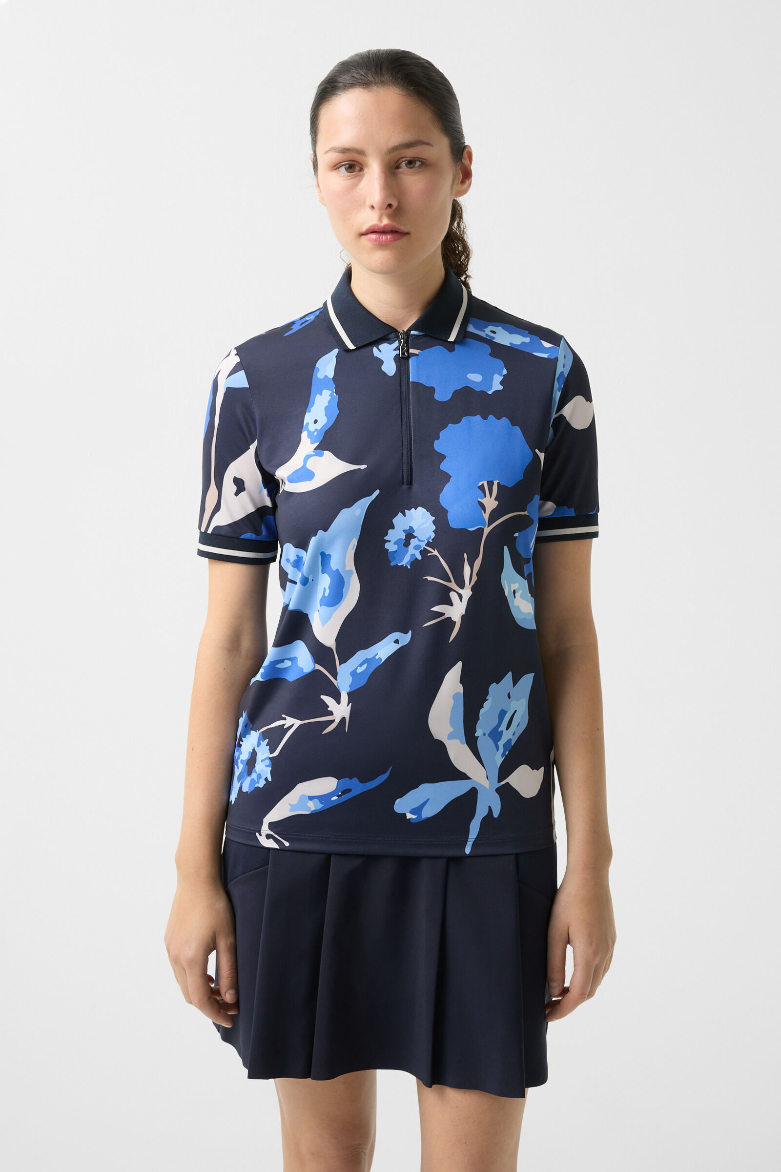 Calista functional short-sleeved top in Navy blue/light blue - 2