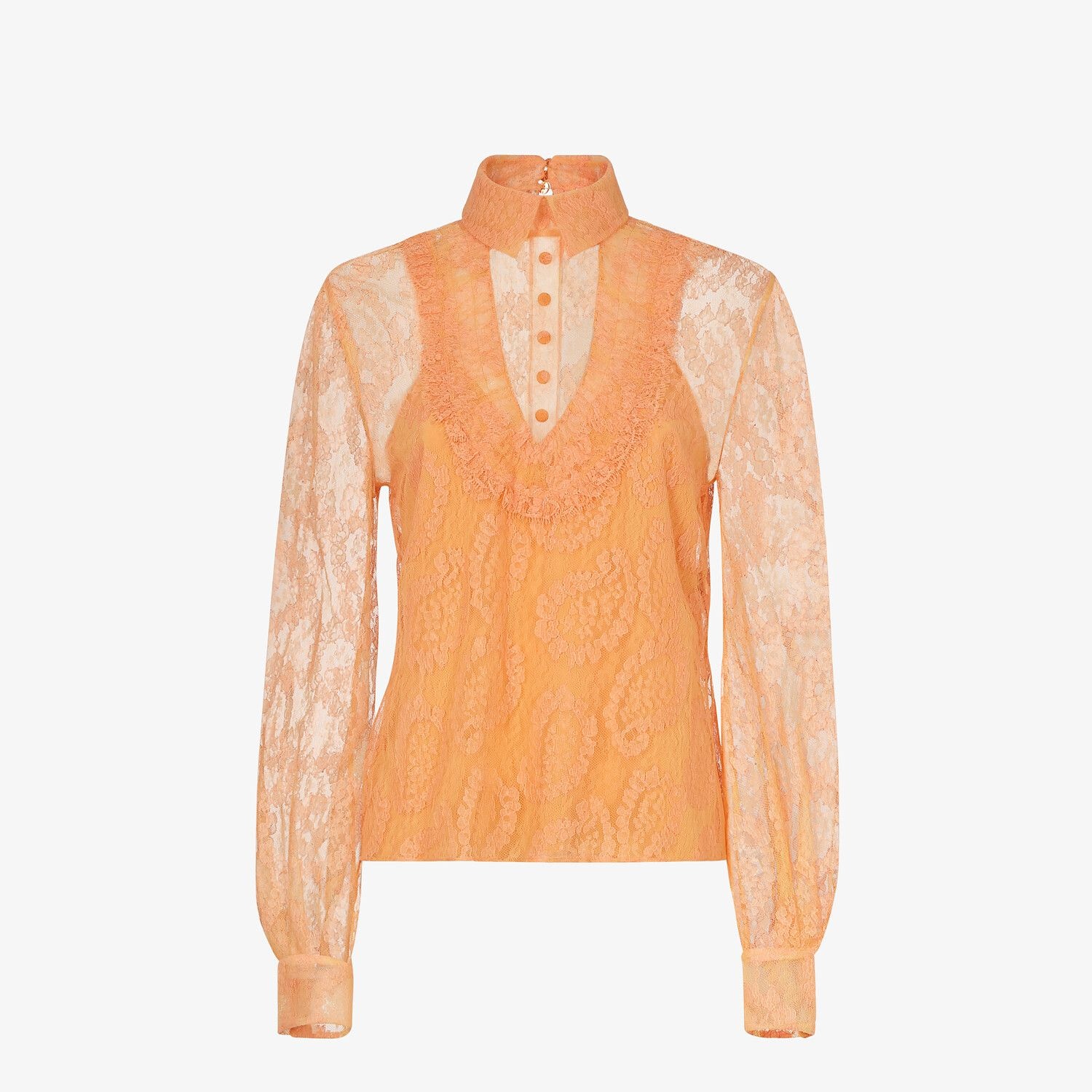 Orange lace blouse - 1