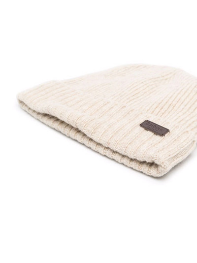 Barbour logo-plaque knitted beanie outlook