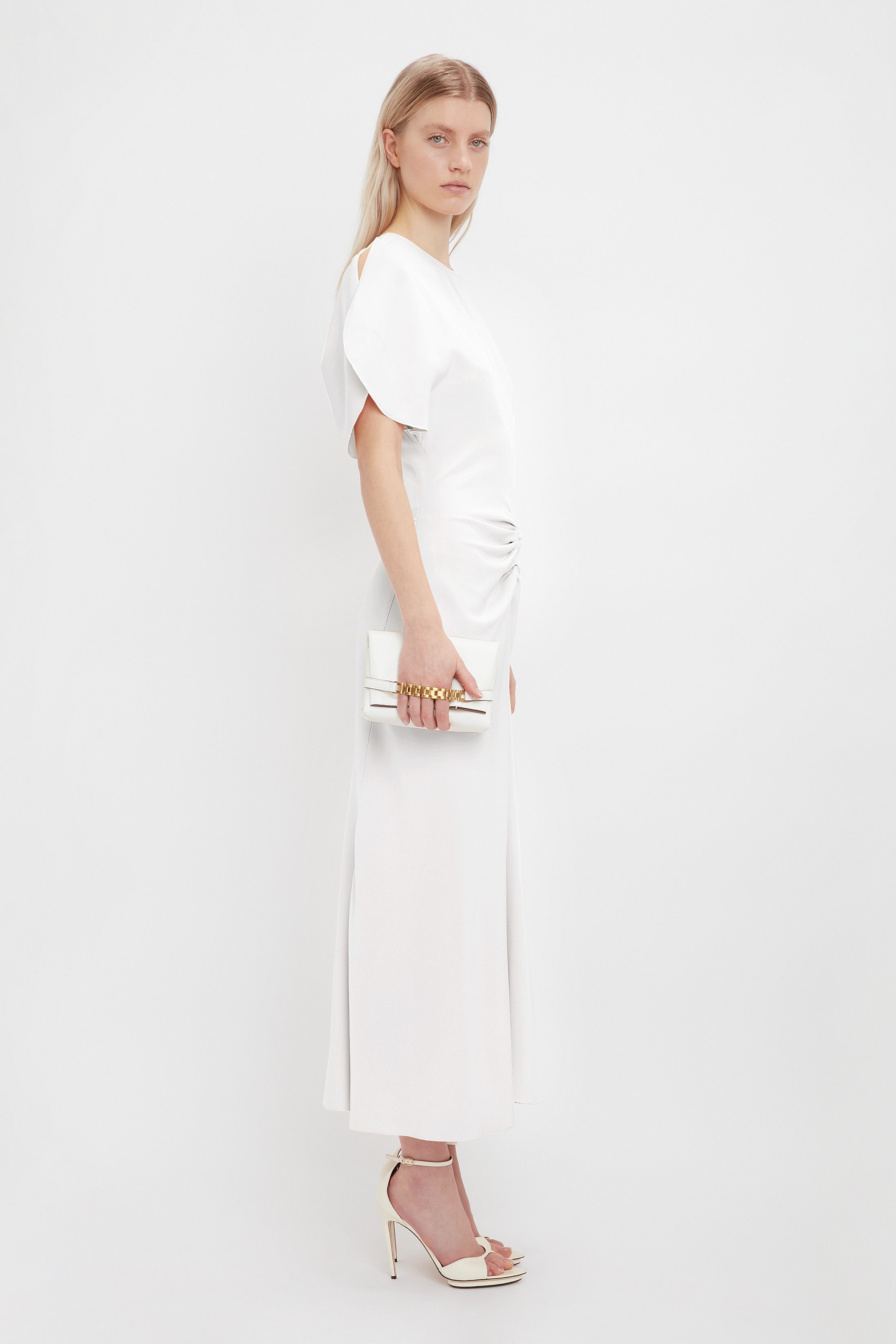 【VICTORIA BECKHAM】クレープ ミディドレス アイボリー VICTORIA BECKHAM】クレープ ミディドレス アイボリー (Victoria