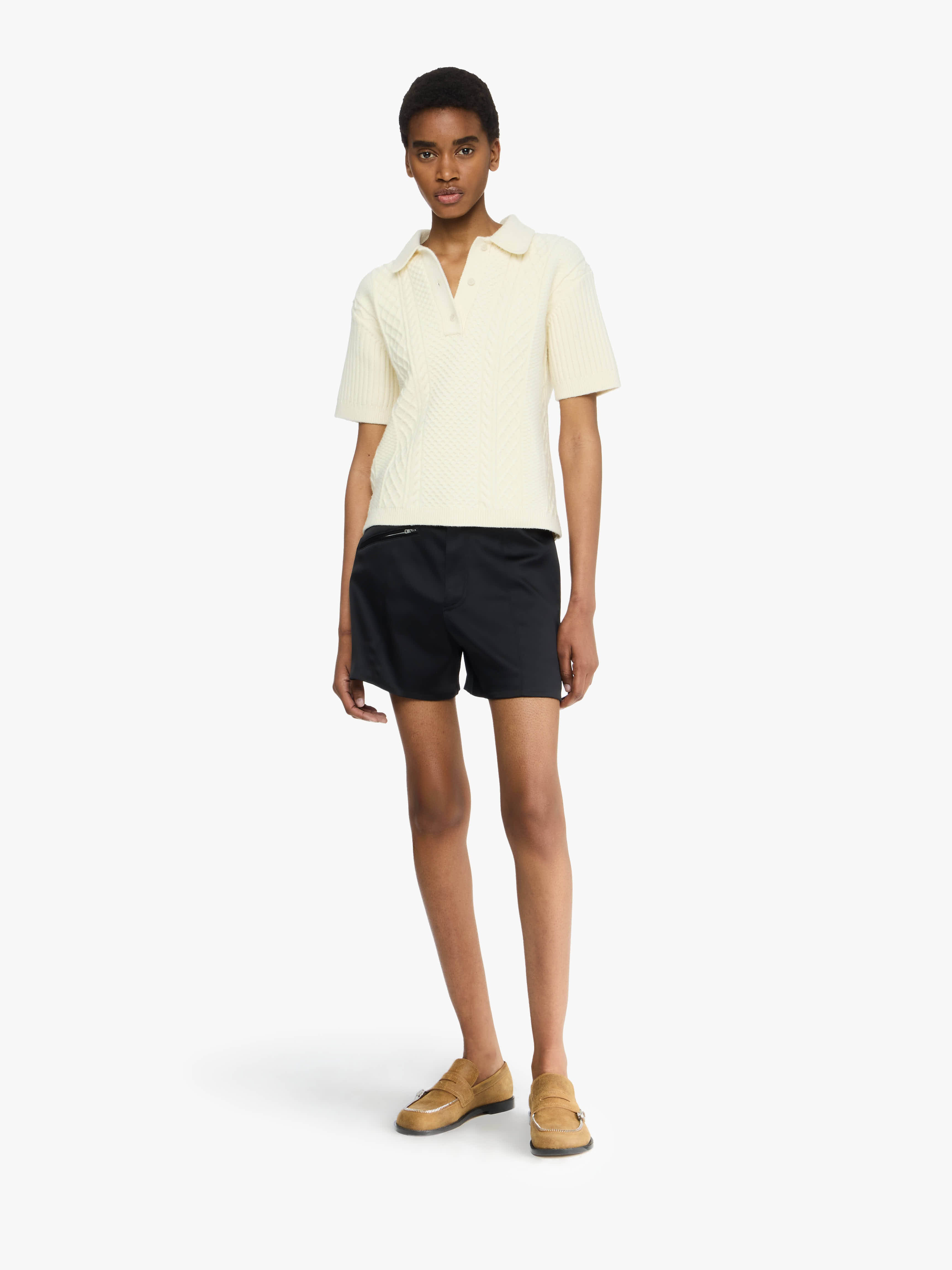 CROPPED CABLE KNIT POLO - 2