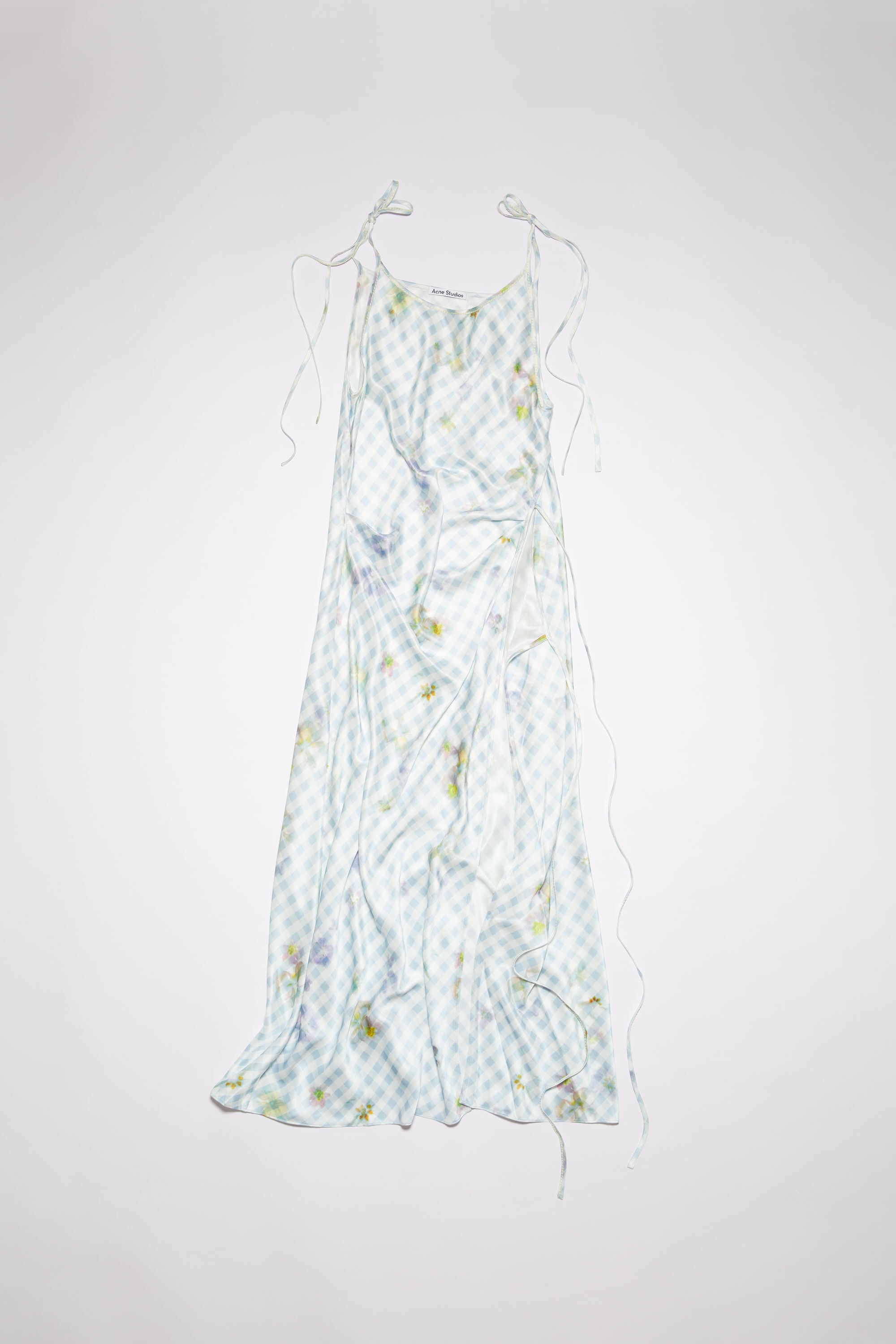 Printed satin dress - Light blue - 1