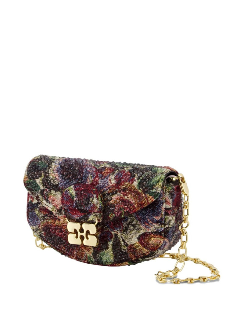 GANNI Apo tapestry-print chain wallet outlook
