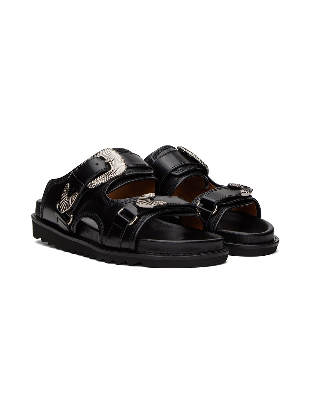 Black Polished Sandals - 4