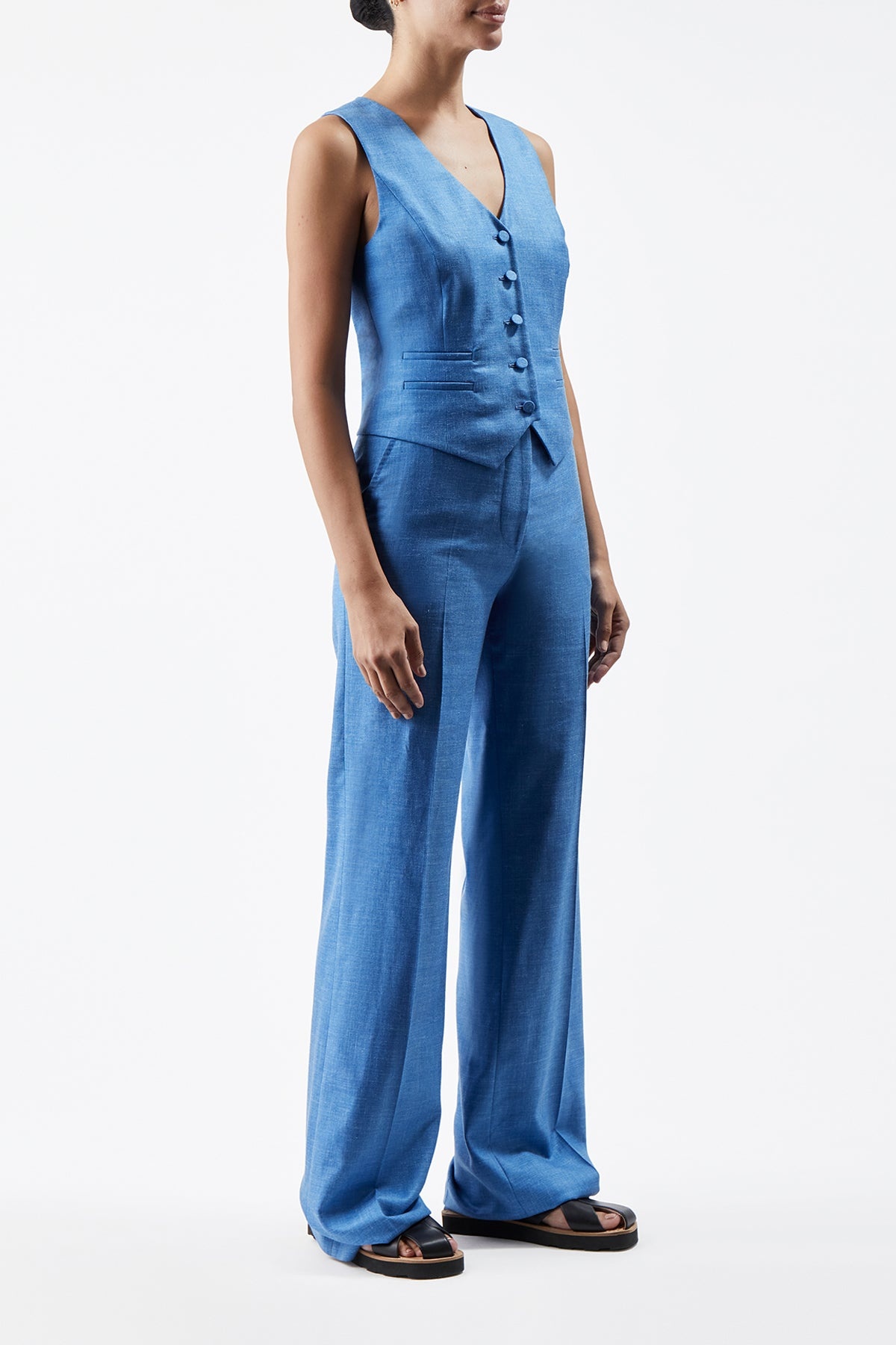 Coleridge Vest in Silk Wool with Linen - 3