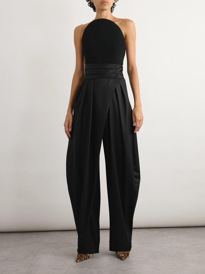Alaïa Silk-trimmed Grain De Poudre Wool-blend Barrel-leg Pants outlook