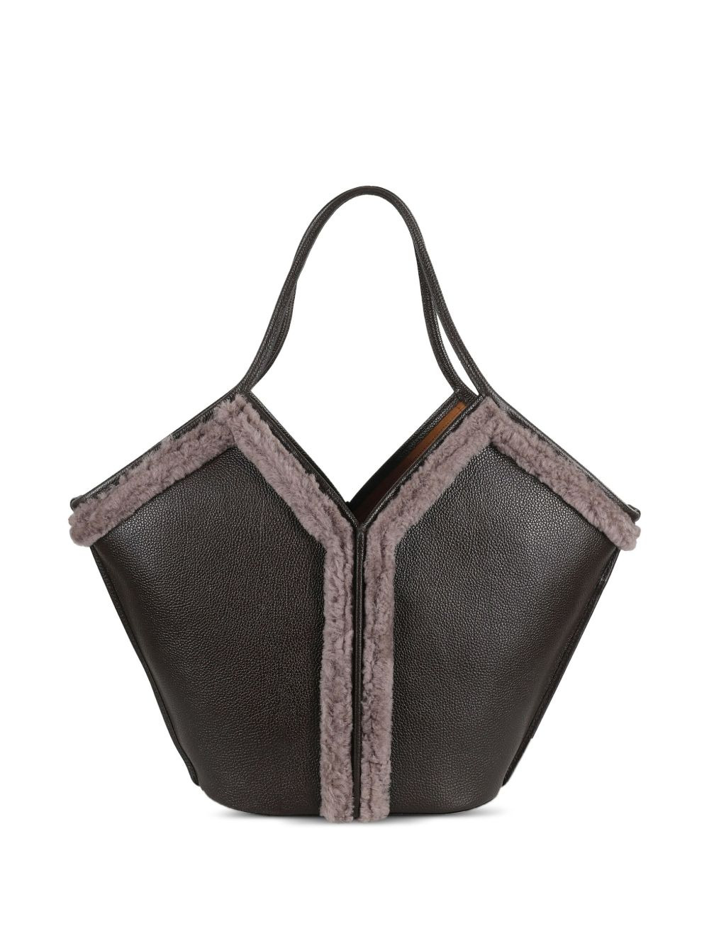 shearling-trimmed tote bag - 2