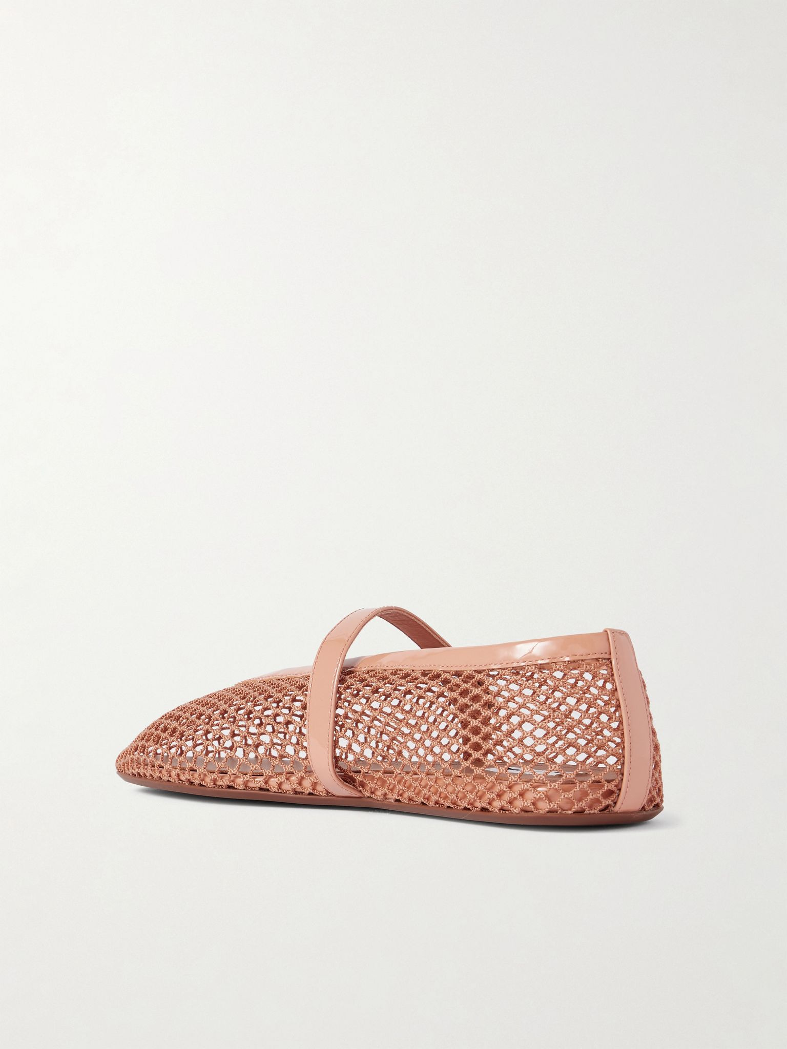 Patent leather-trimmed mesh ballet flats Blush - 3