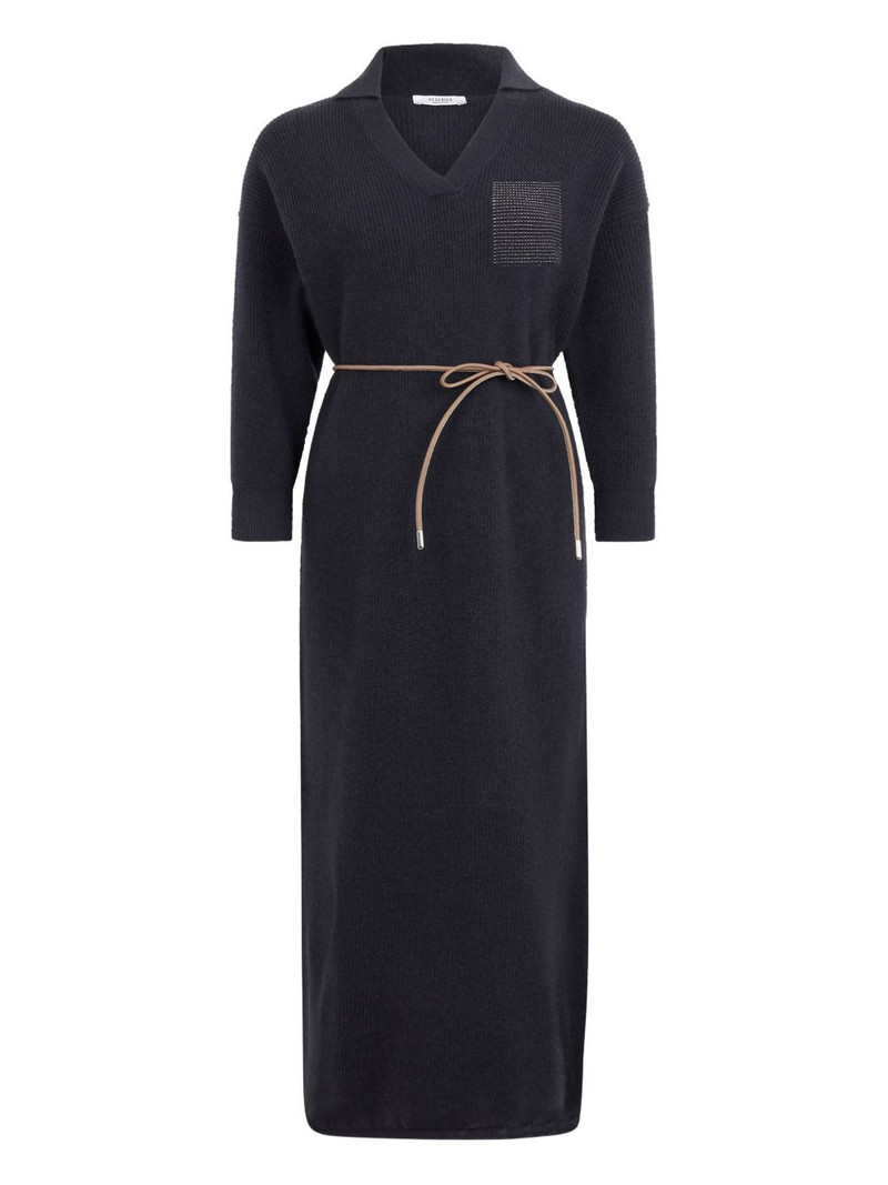V-neck ribbed maxi dress 1