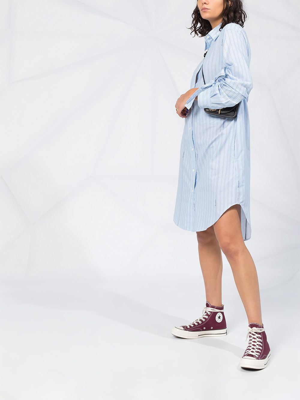 pinstriped buttoned shirt dress - 4